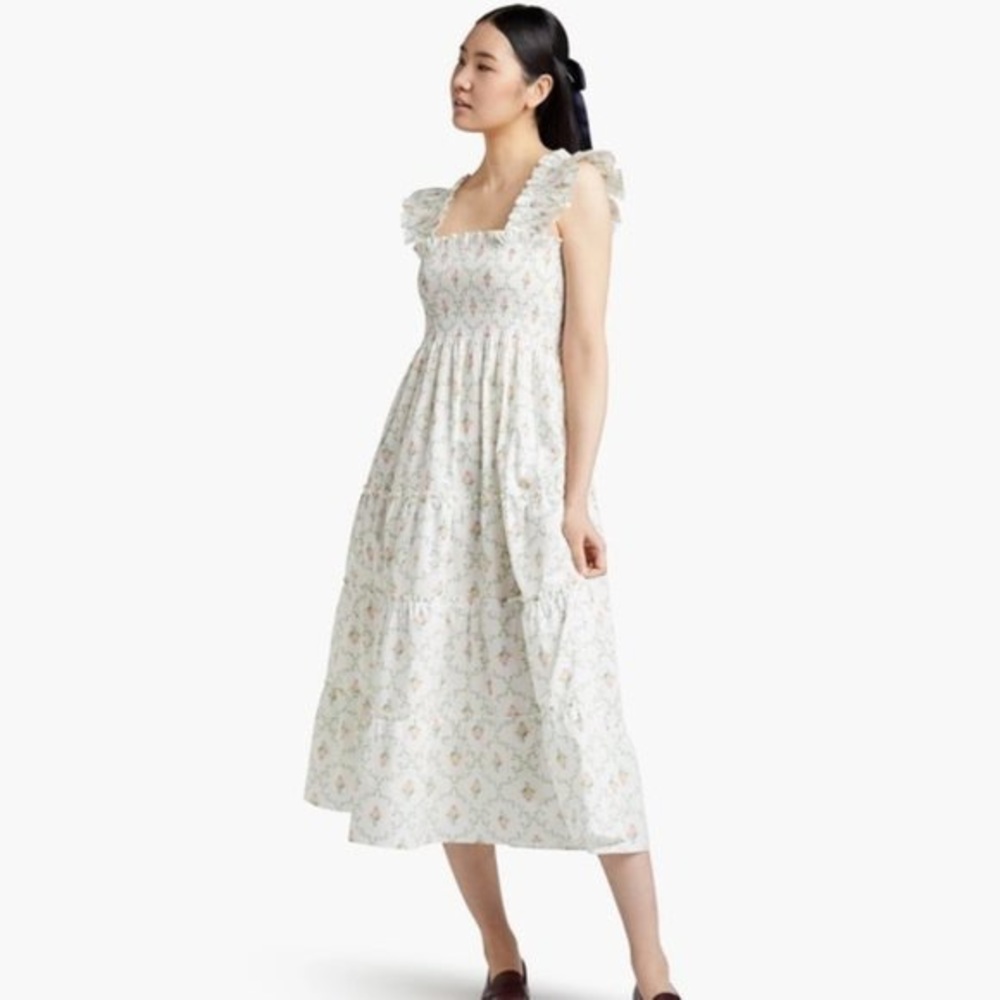 hill house home ellie nap dress in pastel trellis print xxs (fits xs/s)